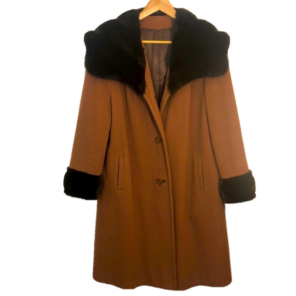 Vintage Jackets & Blazers - VINTAGE MARY LANE WINTER COAT  Fur collar /cuffs 50 yr old.